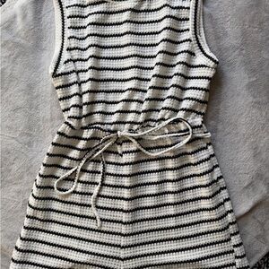 Striped Knit Sleeveless shorts romper